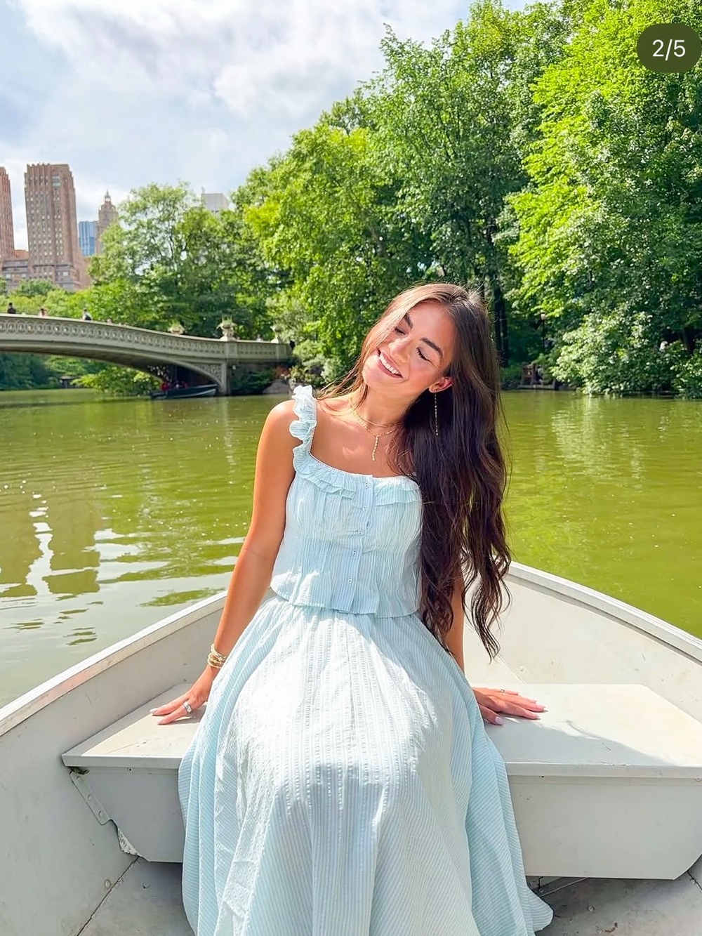 Altar'd State Light Blue Striped Midi Skirt
